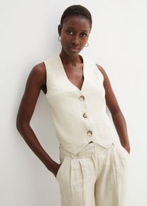 bonprix Weste aus reinem Leinen, beige, Gr.42, hochwertige Leinenweste mit hautfreundlichem Baumwollfutter, aus Leinen