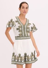 bonprix Overall mit Leinenanteil, wei&szlig;, Gr.46, Trendy und bequem, aus Viskose