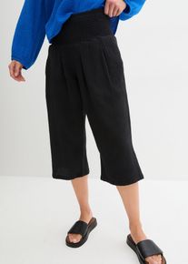 bonprix Capri-Hose aus softem Musselin, schwarz, Gr.46, Capri-Hose mit breitem Gummibund und seitlichen Eingriffstaschen aus reiner Baumwolle, aus 100% Baumwolle,Musselin
