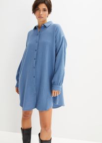bonprix Oversize Musselin-Longbluse, blau, Gr.52, Oversize-Longbluse aus Musselin, aus Musselin