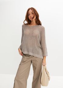 bonprix Ajour-Pullover aus Viskose-Mix, braun, Gr.44/46 (L), trendiger Ajour-Pullover, aus Viskose