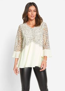 bonprix Spitzentunika, wei&szlig;, Gr.46, Modische Tunika mit Spitzenbesatz