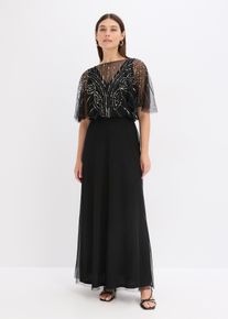 bonprix Maxikleid aus feinem T&uuml;ll mit Paillettenstickerei, schwarz, Gr.50, Klassisch und feminin: Abendkleid in Maxi-L&auml;nge aus feinem T&uuml;ll mit Paillettenstickerei