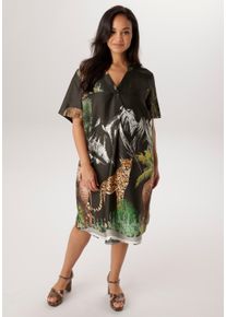 sheego Gro&szlig;e Gr&ouml;&szlig;en Blusenkleid, anthrazit-olive, Gr&ouml;&szlig;e 52 - Damen