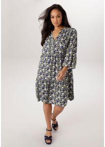 sheego Gro&szlig;e Gr&ouml;&szlig;en Sommerkleid, wei&szlig;-olive-blau, Gr&ouml;&szlig;e 54 - Damen