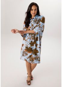 sheego Gro&szlig;e Gr&ouml;&szlig;en Hemdblusenkleid, hellblau-braun, Gr&ouml;&szlig;e 48 - Damen