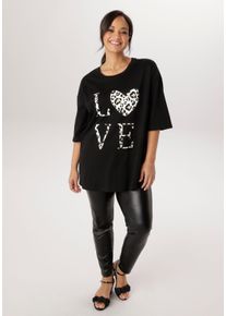 sheego Gro&szlig;e Gr&ouml;&szlig;en Kurzarmshirt, schwarz, Gr&ouml;&szlig;e 44 - Damen