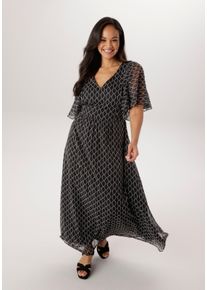 sheego Gro&szlig;e Gr&ouml;&szlig;en Chiffonkleid, schwarz-wei&szlig;, Gr&ouml;&szlig;e 54 - Damen