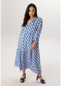 sheego Gro&szlig;e Gr&ouml;&szlig;en Maxikleid, blau-wei&szlig;-schwarz, Gr&ouml;&szlig;e 52 - Damen