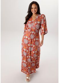 sheego Gro&szlig;e Gr&ouml;&szlig;en Jerseykleid, orange-gemustert, Gr&ouml;&szlig;e 54 - Damen