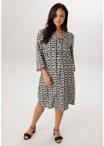 sheego Gro&szlig;e Gr&ouml;&szlig;en Blusenkleid, schwarz-wei&szlig;, Gr&ouml;&szlig;e 52 - Damen