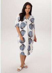 sheego Gro&szlig;e Gr&ouml;&szlig;en Blusenkleid, wei&szlig;-marine-blau-beige, Gr&ouml;&szlig;e 44 - Damen