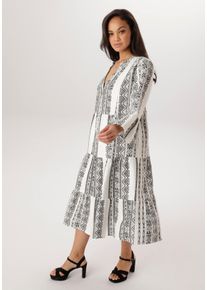 sheego Gro&szlig;e Gr&ouml;&szlig;en Midikleid, wei&szlig;-schwarz, Gr&ouml;&szlig;e 50 - Damen