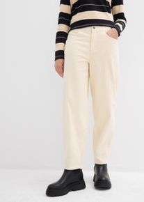 bonprix Cordhose in Barellform, beige, Gr.42, Barrelhose aus Baumwoll-Mix in 7/8-L&auml;nge. Mit elastischem Bund und aufgesetzten Ges&auml;&szlig;taschen., 98% Baumwolle