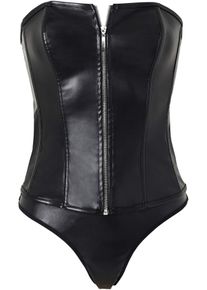 bonprix Corsage+String aus Lederimitat (2-tlg.Set), schwarz, Gr.36/38 (S), Erotische Corsage in aufregendem DesignLederimitat