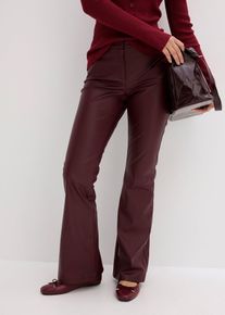 bonprix Lederimitat-Hose, rot, Gr.52, Modische Kunstederhose mit weitem Bein