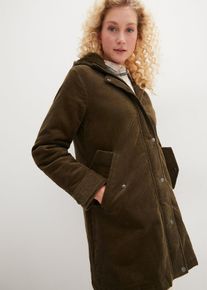 bonprix Warmer Cord-Parka mit Teddy-Futter in der Kapuze in A-Linie, gr&uuml;n, Gr.56, Modischer Parka aus Cord mit kuscheligem Teddy-Futter in der Kapuze in kaschierender L&auml;nge., aus Cord