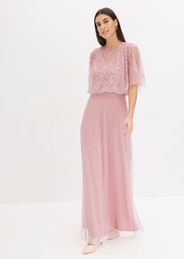 bonprix Maxikleid aus feinem T&uuml;ll mit Paillettenstickerei, pink, Gr.44, Klassisch und feminin: Abendkleid in Maxi-L&auml;nge aus feinem T&uuml;ll mit Paillettenstickerei