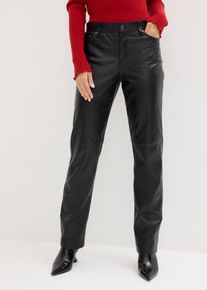 bonprix Lederhose aus Lammnappa, schwarz, Gr.54, grade geschnittene Hose im zeitlosen 5-Pocket Style aus weichem Leder, aus Nappaleder
