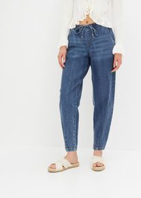 bonprix Barrel-Jeans Mid Waist Bequembund, blau, Gr.42, Trendy Jeans in Barrel-Form mit Gummibund, 98% Baumwolle (organic)