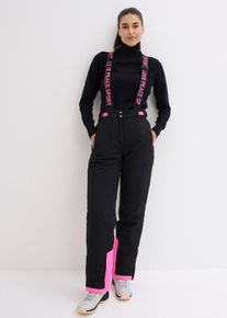 bonprix wasserdichte Ski Funktions-Thermohose mit abnehmbaren Tr&auml;gern, schwarz, Gr.40, Wasserdichte Skihose mit Schneefang und abnehmbaren Tr&auml;gern, Loose Fit