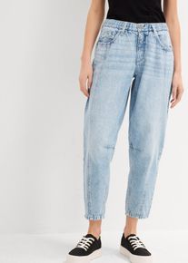 bonprix Barrel-Jeans Mid Waist cropped, blau, Gr.38, Barrel-Jeans, Mid Waist, cropped, 100% Baumwolle