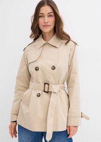 bonprix Kurze Trenchjacke, gr&uuml;n, Gr.52, Klassischer Trenchcoat in neuer L&auml;nge, 65% Baumwolle