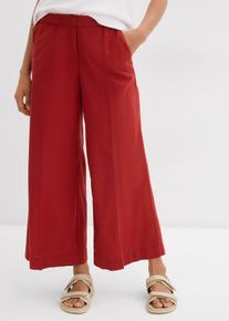 bonprix Culotte mit elastischem Bund aus Viskose-Mix, rot, Gr.46, Kn&ouml;chellange Hose mit weitem Bein und mittelhohem Bund , seitlichen Taschen und aufgesetzter Ges&auml;&szlig;tasche. Frontverschluss mit Rei&szlig;verschluss und Knopf, aus Viskose
