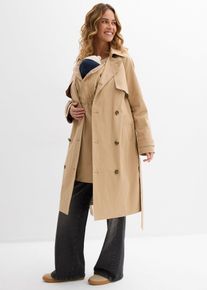 bonprix 3-in-1 Trenchcoat f&uuml;r die Schwangerschaft und danach mit Trageeinsatz, beige, Gr.52, Wasserabweisender Umstands- Trenchcoat mit Einsatz f&uuml;rs Baby, 97% Baumwolle