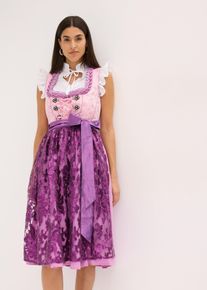 bonprix Dirndl mit Pailletten Sch&uuml;rze (2-tlg.Set), lila, Gr.54, Gl&auml;nzendes Dirndl mit Pailletten-Sch&uuml;rze und Schn&uuml;rung