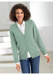 Strickjacke Casual Looks, Damen, Gr. 36, gr&uuml;n (kalkmint), 50% Baumwolle, 50% Polyacryl, unifarben, figurumspielend, Strickjacken Strickjacke