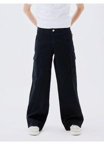 Cargohose name it "NKFROSE f&uuml;r M&auml;dchen mit Cargotaschen und Stretch", M&auml;dchen, Gr. 176, N-Gr, schwarz, Web, Obermaterial: 98% Baumwolle, 2% Elasthan, unifarben, normal, Hosen Cargohose, unifarben, modisch, regular fit, Baumwollmischung, Web