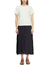 Faltenrock comma, Damen, Gr. 44, navy, Web, Obermaterial: 100% Polyester, unifarben, normal 7/8-L&auml;nge, R&ouml;cke Faltenrock, mit Bindeband