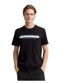 T-Shirt Tom Tailor Denim, Damen, Gr. L, schwarz, Obermaterial: 100% Baumwolle, regular fit normal, Rundhals, Shirts T-Shirt, mit Logofrontprint