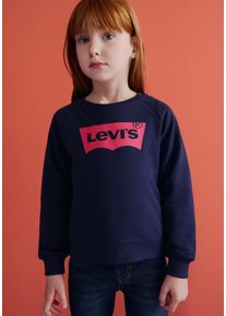 Sweatshirt LEVI'S KIDS "BATWING CREWNECK SWEATSHIRT", M&auml;dchen, Gr. 5/110, blau (dunkelblau), Sweatware, Obermaterial: 55% Baumwolle, 45% Polyester, bedruckt, Basic, Rundhals, Raglan&auml;rmel B&uuml;ndchen, Sweatshirts Sweatshirt, for GIRLS