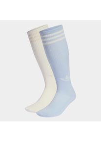 Sportsocken adidas originals "3-STREIFEN KNIESTR&Uuml;MPFE, 2 PAAR", Herren, Gr. L (43/45), sanftes wei&szlig;, crystal sky, Obermaterial: 56% Baumwolle, 40% Polyester, 3% Elasthan, 1% Polyamid, Socken Sportsocken, f&uuml;r sportive Aktivit&auml;ten und Laufen, vom Fu&szlig;ball inspirierte Details