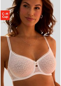 Minimizer-BH Nuance, Damen, Gr. 95, Cup F, wei&szlig;, Spitze, Obermaterial: 88% Polyamid, 12% Elasthan, BHs Minimizer-BH, mit B&uuml;gel aus sch&ouml;ner Allover-Jacquardspitze im angesagten Leo-Look