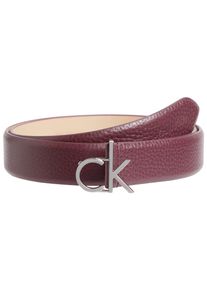 Lederg&uuml;rtel Calvin Klein "CK LOGO BUCKLE BELT 3.0_PBL", Damen, Gr. 110, rot (vineyard wine), B&uuml;ffelleder, unifarben, G&uuml;rtel Lederg&uuml;rtel, mit Logopr&auml;gung als Schlie&szlig;e
