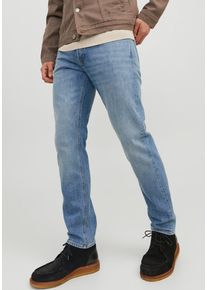 Jack & Jones Tapered-fit-Jeans JACK & JONES "JJIMIKE JJORIGINAL CJ SN", Damen, Gr. 30, L&auml;nge 34, blau (blau denim), Denim/Jeans, Obermaterial: 99% Baumwolle, 1% Elasthan, Abriebeffekte, bequem, Jeans Tapered-fit-Jeans, mit Five-Pocket-Design