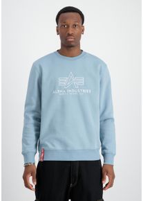Sweater Alpha Industries "Basic Sweater Embroidery", Herren, Gr. S, bunt (graublau), Obermaterial: 80% Baumwolle, 20% Polyester, regular fit, Sweatshirts Sweater