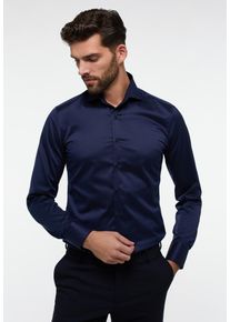 Langarmhemd Eterna "SLIM FIT", Damen, Gr. 46, Extra verl&auml;ngerter Arm, blau (dunkelblau), Twill, 100% Baumwolle, schmal, Manschette, Hemden Langarmhemd, NON IRON (b&uuml;gelfrei)