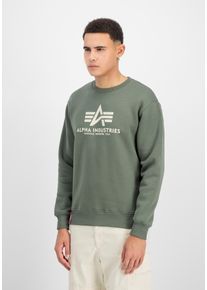Sweatshirt Alpha Industries "Basic Sweater", Herren, Gr. S, gr&uuml;n (vintage gr&uuml;n), angeraute Sweatware, Obermaterial: 100% Baumwolle, bedruckt, normal normal, Rundhals, Rippb&uuml;ndchen, Sweatshirts Sweatshirt, Baumwollmischung, regular fit