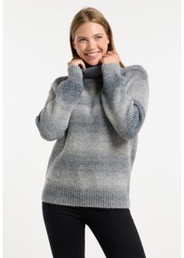 Rollkragenpullover Ragwear "SAFINA", Damen, Gr. L, grau (dunkelgrau), Strick, Obermaterial: 54% Nylon, 23% Polyacryl, 23% Polyester, gemustert, gestreift, normal, Rundhals, Rippstrickb&uuml;ndchen, Pullover Rollkragenpullover, pflegeleichter Materialmix, hoher Rollkragen