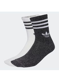Sportsocken adidas originals "3-STREIFEN GLITZER CREW, 2 PAAR", Damen, Gr. S (37/39), schwarz, wei&szlig;, Obermaterial: 48% Baumwolle, 36% Polyester, 7% metallisierte Fasern, 6% Polyamid, 3% Elasthan, Socken Sportsocken, f&uuml;r Laufen, mit Rippb&uuml;ndchen, mit Glitzer auf 3-Streifen und Trefoil