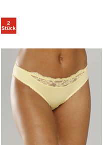 Slip Nuance, Damen, Gr. 44/46, 2 Stk., 2xzitrone, Microfaser, Obermaterial: 85% Polyamid, 15% Elasthan, k&ouml;rpernah, Unterhosen Slip, mit Spitzeneinsatz vorne