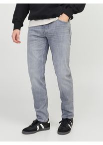 Jack & Jones Tapered-fit-Jeans JACK & JONES "JJIMIKE JJORIGINAL CJ SN", Damen, Gr. 33, L&auml;nge 30, blau (grau denim), Denim/Jeans, Obermaterial: 95% Baumwolle, 3% Elastomultiester, 2% Elasthan, Abriebeffekte, bequem, Jeans Tapered-fit-Jeans, mit Five-Pocket-Design