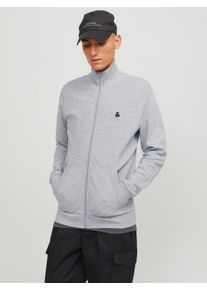 Jack & Jones Sweatjacke JACK & JONES "JJEPAULOS SWEAT ZIP NOOS", Herren, Gr. XS, grau (light grau melange), angeraute Sweatware, Obermaterial: 50% Baumwolle, 50% Polyester, meliert, normal normal, Rundhals, Rippb&uuml;ndchen, Sweatjacken Sweatjacke