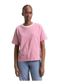 T-Shirt Tom Tailor Denim, Damen, Gr. S, soft blush irregular stripes, Single Jersey, Obermaterial: 100% Baumwolle, gestreift, regular fit normal, Rundhals, gerader Abschluss, Shirts T-Shirt, mit Streifen Muster