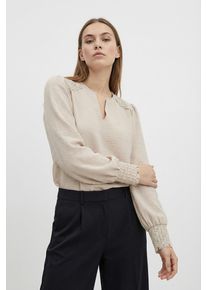 Langarmbluse Only "ONLCERENA METTE L/S LACE VNECK TOP WVN", Damen, Gr. S, gray morn, Web, Obermaterial: 100% Polyester, unifarben, regular fit normal, V-Ausschnitt, Blusen Langarmbluse, Kunstfaser, regular fit, V-Ausschnitt