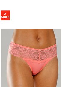 String Nuance, Damen, Gr. 40/42, 2 Stk., rosa (2xpfirsich), Spitze, Obermaterial: 85% Polyamid, 15% Elasthan, k&ouml;rpernah, Unterhosen String, Dessous mit breitem Spitzenband, Topseller
